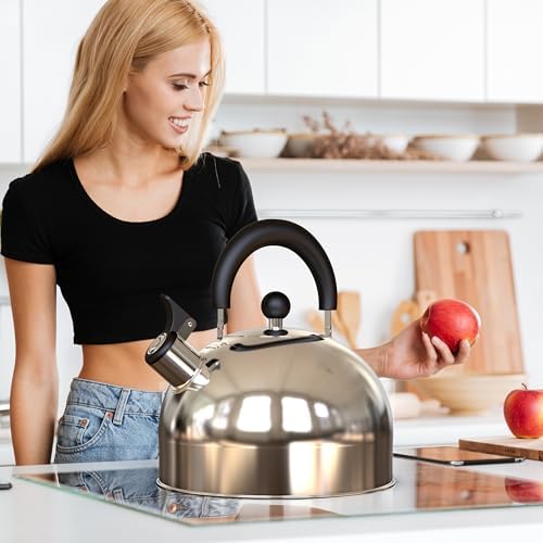 Whistling Stovetop Tea Kettle, 3.2 Quart Stainless Steel Teapot with Cool Touch Ergonomic Handle, Hot Water Fast to Boil, Silver - Image 2