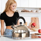 Whistling Stovetop Tea Kettle, 3.2 Quart Stainless Steel Teapot with Cool Touch Ergonomic Handle, Hot Water Fast to Boil, Silver - Image 2