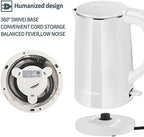 COOKTRON 1.7L Electric Kettle Quiet, Double Wall Hot Water Boiler BPA-Free, Quiet Boil and Cool Touch Tea Kettle, Cordless with Auto Shut-Off & Boil Dry Protection, 1500W Fast Boiling, White - Image 5