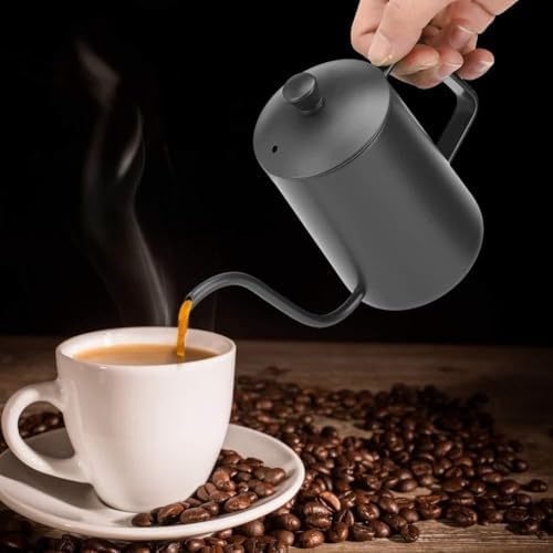 Gooseneck Coffee Kettle with Thermometer for Pour Over (Black) by Unknown