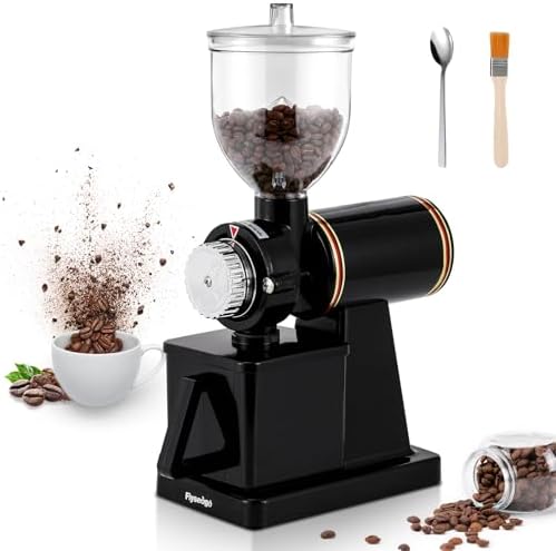 Electric Burr Coffee Grinder, Anti-Static 8 Grind Settings, Black by Flyseago