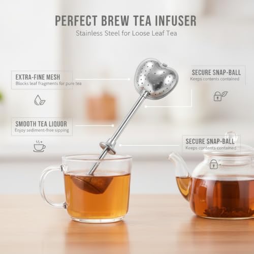 Stainless Steel Tea Infuser Ball with Fine Mesh, Snap-Lock Closure for Loose Leaf Brewing in Mugs & Teapots (1 Pack) - Image 5