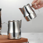 304 Stainless Steel Milk Frothing Pitcher, Pitcher Coffee Steaming Pitcher, Coffee Steaming Cup for Frothing Milk, Latte Making, and Hot Chocolate (Black 450ML) - Image 7