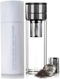 COMI Tea Bottle with Infuser,Double-Wall Glass Travel Mug with One Click Open Lid, Leak Proof Tea Infuser Bottle for Loose Leaf, Fruit & Flower Infused Drinks, Heat & Cold Resistant, Tea Gift Set by COMI