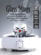 Glass Coffee Mugs Set Of 4 (200ml) Espresso Glass Cups Perfect For Milk, Latte, Tea, Cappuccino (Cute Cups) - Image 2