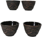 Ebros Gift Pack Of 4 Japanese Traditional Tetsubin Style Textured Surface Cast Iron Tea Cups Teacups Drinkware Tea Service Far East Decorative Accent (Bronze Oriental Dragon) - Image 5