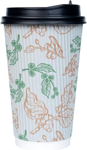 Glad Disposable Coffee Cups with Lids, Coffee Flower, 16 Oz, 50 Count, 6-Pk - Image 6