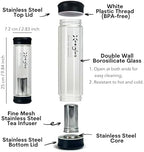Tea Tumbler with Infuser - Double Wall Glass Travel Mug with Stainless Steel Filter - Tea Infuser Bottle for Loose Leaf Infusions and Fruit Infused Water (Classic) - Image 4