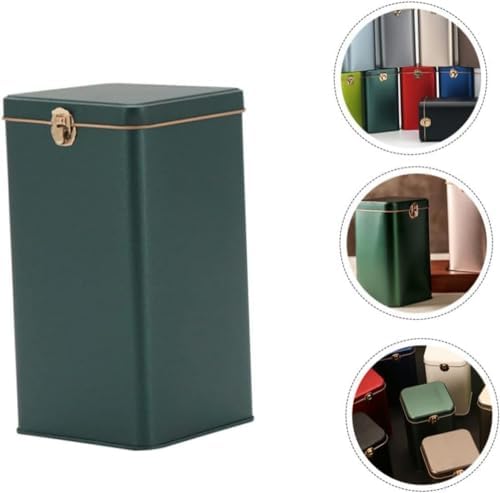 Metal Tea Black Tea Loose Leaf Condiment Organizer for Fridge Containers for Food Tea Storage Can Metal Cookie Tins Container Sealing Pot Tea Storage Container-Deep Greenx2pcs - Image 5
