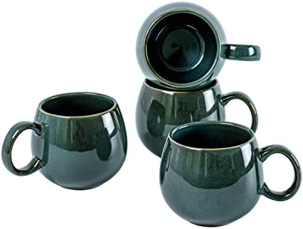 UNICASA Coffee Mugs Set, 18oz Ceramic Jumbo Mugs Set of 4, Porcelain Cereal, Soup Cups with Handles for Coffee, Tea, Milk, Latte and Cocoa, Microwave Safe - Reactive Olive… by UNICASA
