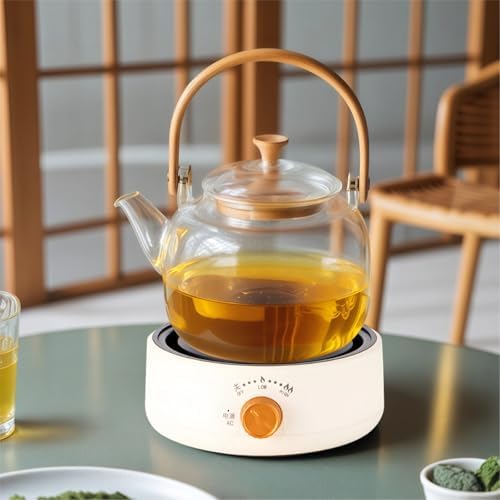 Mini Teapot Stove Electric 500W 110V, Multifunctional Countertop Electric Heater Teapot Stove for Ceramic or Glass Kettle, Off-white, with Rotary Control for Quick Tea Brewing, Home and Travel - Image 5