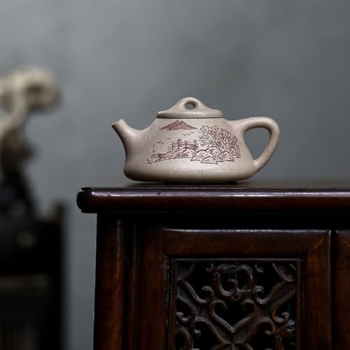 Tea Kettle White Mud Stone Scoop Teapot Hand-carved Office Tea Ceremony Teapot Ceramic Tea Infuser - Image 7