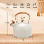 2.6 Qt Stainless Steel Whistling Tea Kettle Stovetop, Beige - Image 2