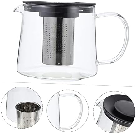 Alipis Glass Teapot with Removable Infuser Borosilicate Tea Kettle for Loose Leaf Brewing Ergonomic Handle for Home and Office Use - Image 4