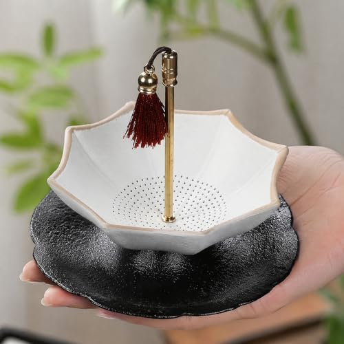 Porcelain Rotating Umbrella Tea Strainer - Ceramic Loose Leaf Filter for - Image 3