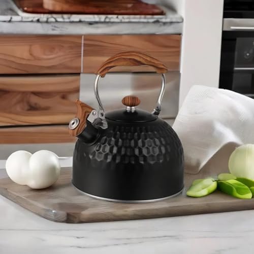 Tea Kettle Stovetop Whistling Teakettle Teapot, Stainless Steel, 2.5 L Black - Image 3