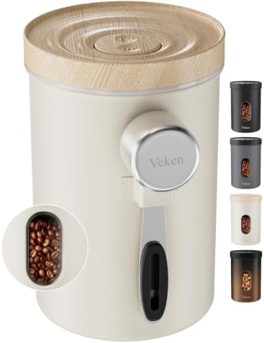 Veken Electric Vacuum Coffee Canister with Window, Auto-Seal Container,19OZ by Veken