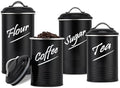 Hillbond Kitchen Canisters Sets for Countertop-Set of 4, Black by Hillbond