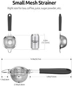 U-Taste 18/8 Stainless Steel 3.35in Medium Fine Mesh Strainer and 12.6in Stainless Steel Danish Dough Whisk (Black) - Image 2