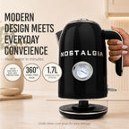 Nostalgia Retro Electric Kettle,1.7L Enamel-Coated Stainless Steel - Black - Image 2