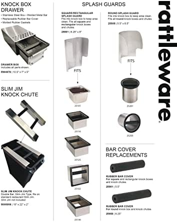 Rattleware Stainless Steel Open Bottom Knock Box Chute with Rubber Bar, 9in - Image 5