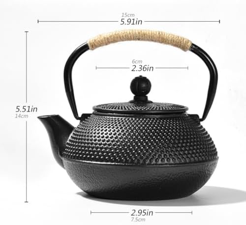 Without Coating Cast Iron Teapot Tetsubin with Stainless Steel Filter Tea Kettle Iron Tea Gift for Adult Father Mother Family,0.6L - Image 3