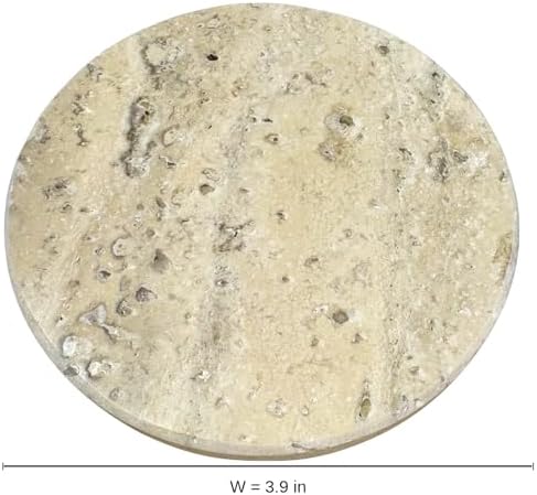 6 Pcs Marble Coasters Set, Natural Beige Stone Drink Coasters, 3.9 in Round, 0.5 in Thick Cup Mats with Cork Base, for Home and Office Coffee Table Decor - Image 4