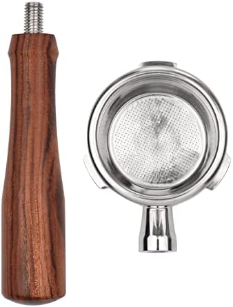 Bottomless portafilter,58mm 3 Ears Stainless Steel Bottomless Naked Portafilter Wooden Coffee Handle Cup Filter Basket Replacement for Barsetto BA101 BA102 Calphalon Temp IQ by Fesjoy