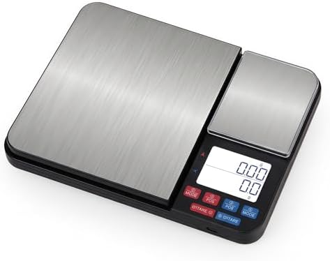 Partyreal Dual Platform Digital Kitchen Scale, High Precision Food Scale with Tare, Unit Conversion, Backlit Display, USB-C Rechargeable (Cable Included) + AAA Backup Black by Partyreal