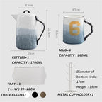 Water Pitcher Cup Set Household 6-Cup Water Cup Tray Stainless Steel Rack Large-Capacity Cold Water Bottle Ceramic Water Set Water Jug - Image 4