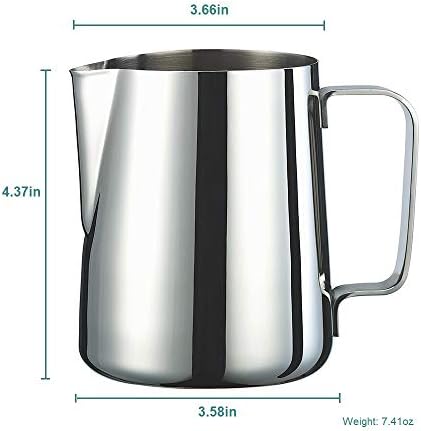 Milk Frothing Pitcher 20 oz, 600 ml Stainless Steel Coffee Tools Cup with Measurement Inside - Image 2
