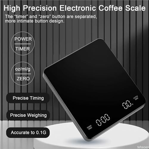 Mini Coffee Scale with Timer for Espresso and Pour Over Coffee Waterproof Surface Rechargeable with Auto-Timer LED Display - Image 2