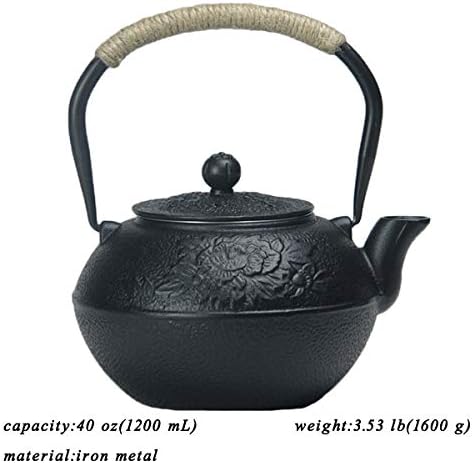 tetsubin Cast iron Tea Kettle workshop Healthy japanese Tea pot with Stainless Steel Infuser（40 oz） - Image 2