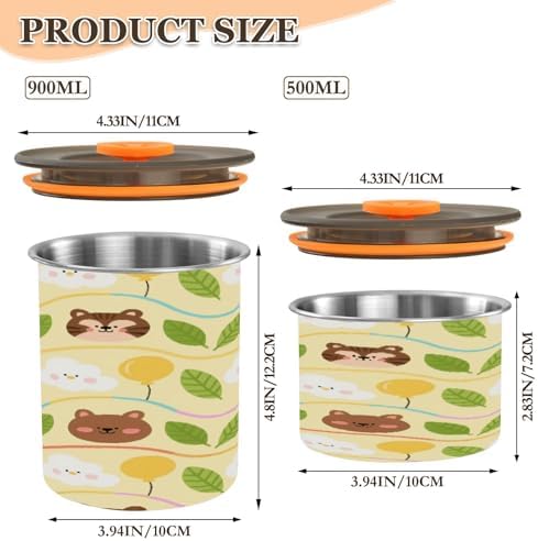 Cartoon Cute Brown Bear Designed Storage Containers Stainless Steel Storage Containers For Snacks Candy Stackable Push Button Dry Food Canisters - Image 3