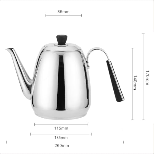 SANQIAHOME 1.6L/57oz Silver Tea Kettle with Infuser, 18/8 Stainless Steel - Image 3