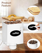 vensovo Kitchen Canister Set of 3 - Large 7 Qt Flour and Sugar Containers Airtight - White Metal Food Storage Jars with Bamboo Lids, Iron Spoon & Erasable Magnetic Labels, Farmhouse Decor for Pantry - Image 3