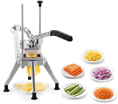 VEVOR French Fry Cutter, 1/2" Blade Commercial Vegetable Chopper, Lever-Action Vegetable Dicer with Ergonomic Handle, Stainless Steel Potato Slicer for Thick Cut Fries, Onion, Carrots, Bell Pepper by VEVOR