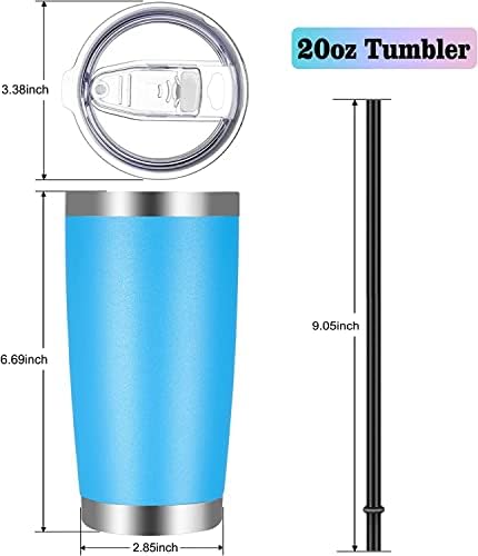 VEGOND 20oz Tumbler with Lid and Straw Stainless Steel Tumbler Cup Bulk Vacuum Insulated Double Wall Travel Coffee Mug Powder Coated Coffee Cup, Sky Blue, 12 Pack - Image 4