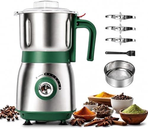 Electric Grinder for Kitchen, 500W Spice Grinder for Coffee & Grains by Minhuida