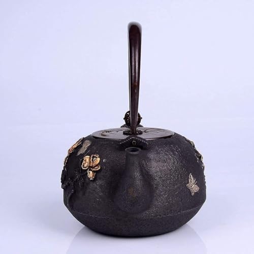 Cast Iron Tetsubin Teapot 1.2L Japanese Iron Kettle With Flower & Butterfly Pattern, Tea Pot - Image 5