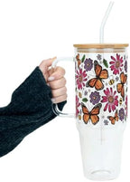 Sip-Sip Hooray! Monarch Butterfly 40oz Glass Tumbler with Lid and Straw by Sip-SipHooray