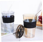 COHEALI Glass Water Bottle with Straw and Lid 450ml, 2pcs Cold Brew Drinking Cups with Silicone Sleeve, Reusable Beverage Tumblers for Juice, Coffee, and Beer in Blue and Amber - Image 5
