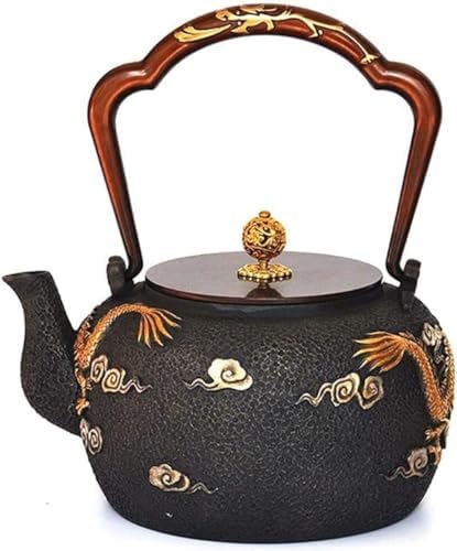 Stovetop Cast Iron Tea Kettle, Large Japanese Teapot Kettle Dragon with Handle for Wood Stove Induction Cooker and Gas Stove Stainless Steel Tea Kettle/15 - Image 2