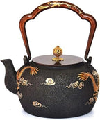 Stovetop Cast Iron Tea Kettle, Large Japanese Teapot Kettle Dragon with Handle for Wood Stove Induction Cooker and Gas Stove Stainless Steel Tea Kettle/15 - Image 2