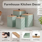 PERFNIQUE Kitchen Canisters, Airtight Canister Sets of 4 for Kitchen Counter, Sage Green Kitchen Accessories, Coffee Tea Sugar Flour Spice Tin Jars Food Storage (Sage Green) - Image 3