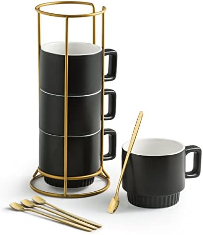 Miamolo Halloween Stackable Coffee Mugs with Stand Set of 4, Space-saving by Miamolo