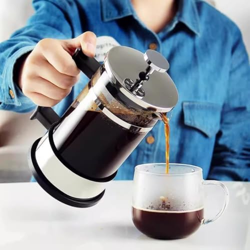French Press Coffee Maker With 3 Filters System, Stainless Steel French Coffee Press Thick Heat Resistant Glass Pot, Multifunction Brewed Coffee Pot For Camping(350ml) - Image 3