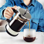 French Press Coffee Maker With 3 Filters System, Stainless Steel French Coffee Press Thick Heat Resistant Glass Pot, Multifunction Brewed Coffee Pot For Camping(350ml) - Image 3