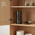 Food Storage Canister with Built-in Scoop, Round Tinplate Metal Jar for Loose Leaf Tea Organization, Black Finish - Image 2