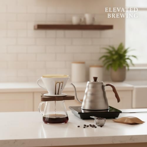 Coffee Dripper Stand Walnut Wood Holder for Pour Over Brewing, Stable Counter Rest for Cone Filters (1 PC) - Image 2